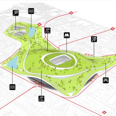 Convertir el Camp Nou en un parque es la propuesta para la ciudad de Barcelona y utilizar la bioarquitectura como estrategia de renaturalizacion.