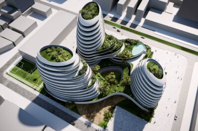 Urban Oasis is a mixed-use building in Algeria, where the main focus is on sustainability and natural elements combined with technology.